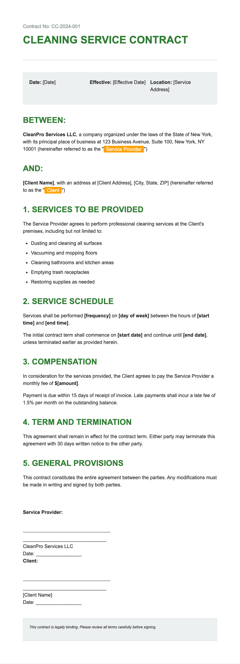 ESG compliant cleaning contract